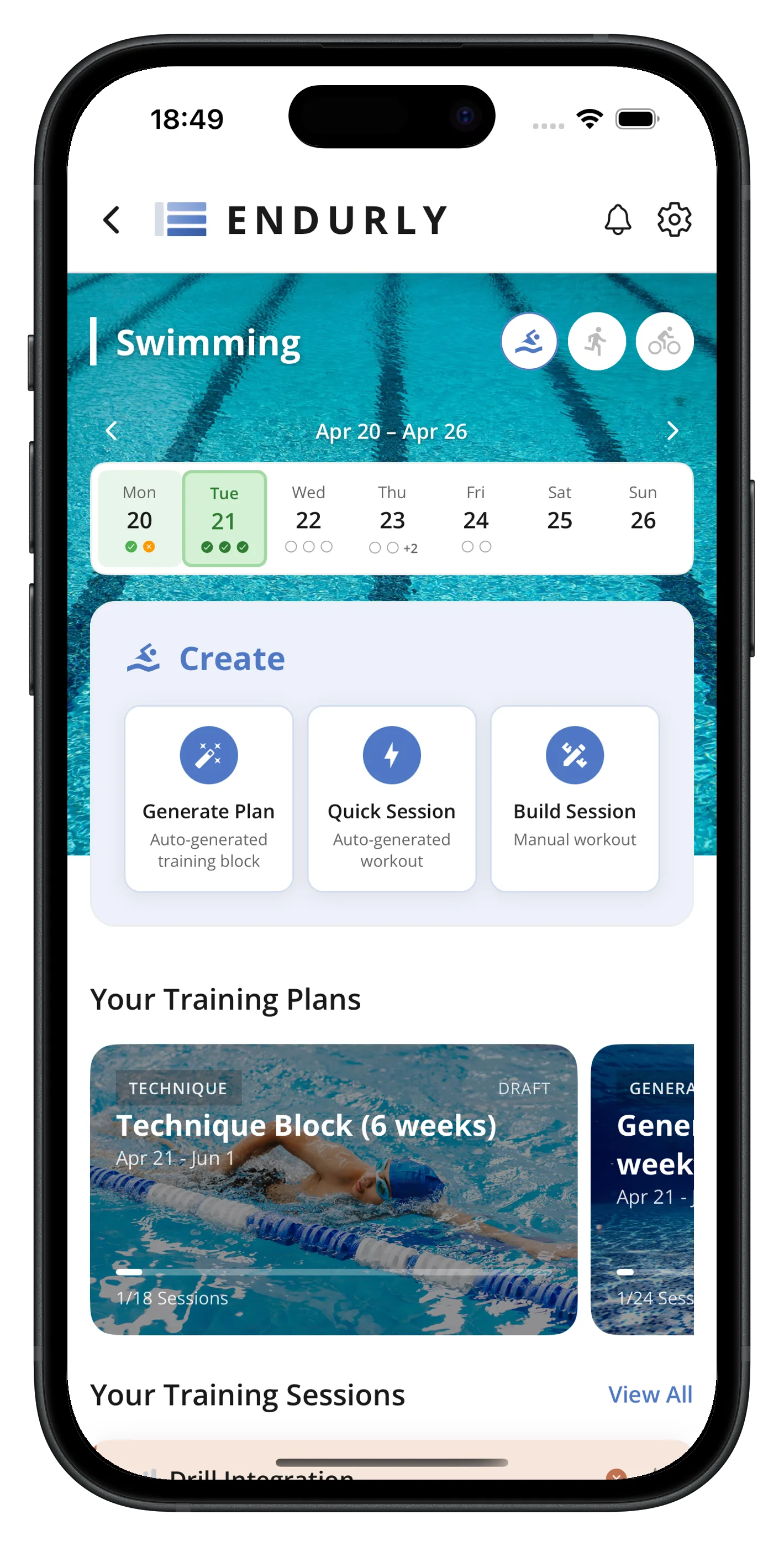Swimming dashboard