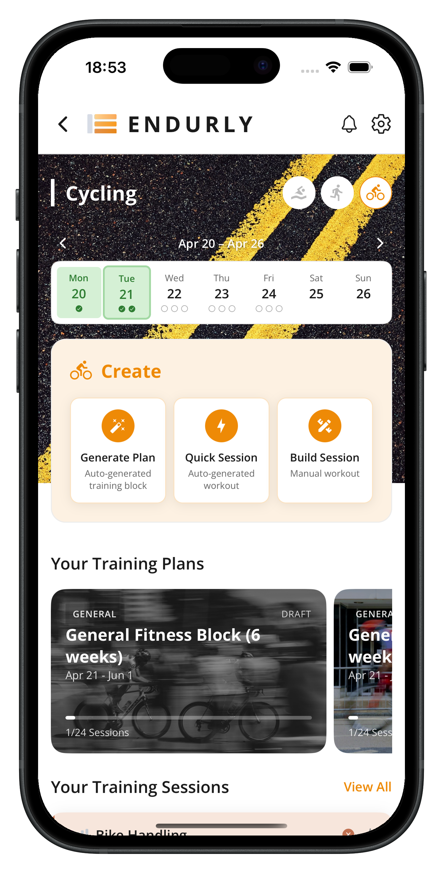 Cycling dashboard