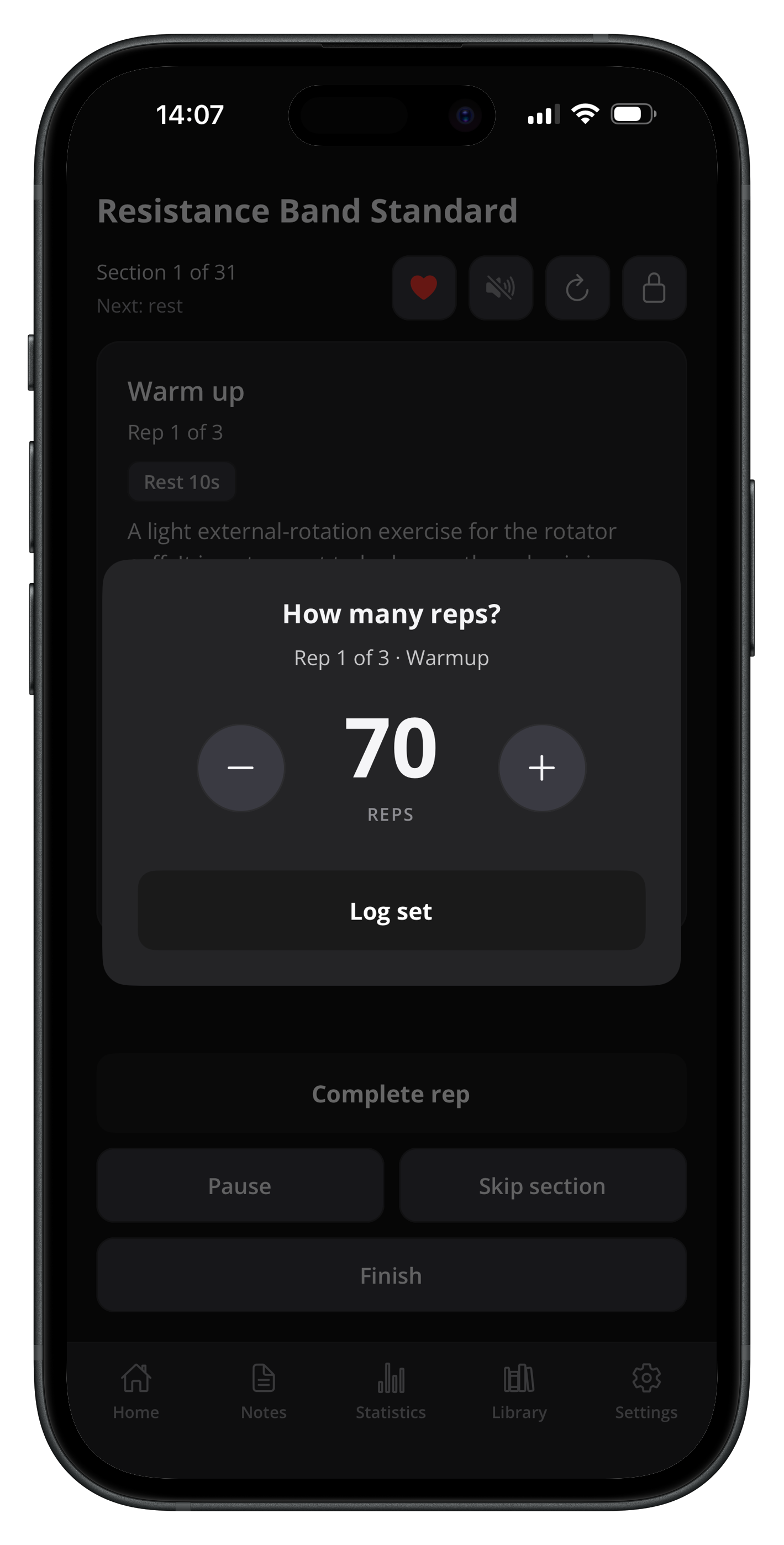 Rep prompt: confirm the reps you actually performed